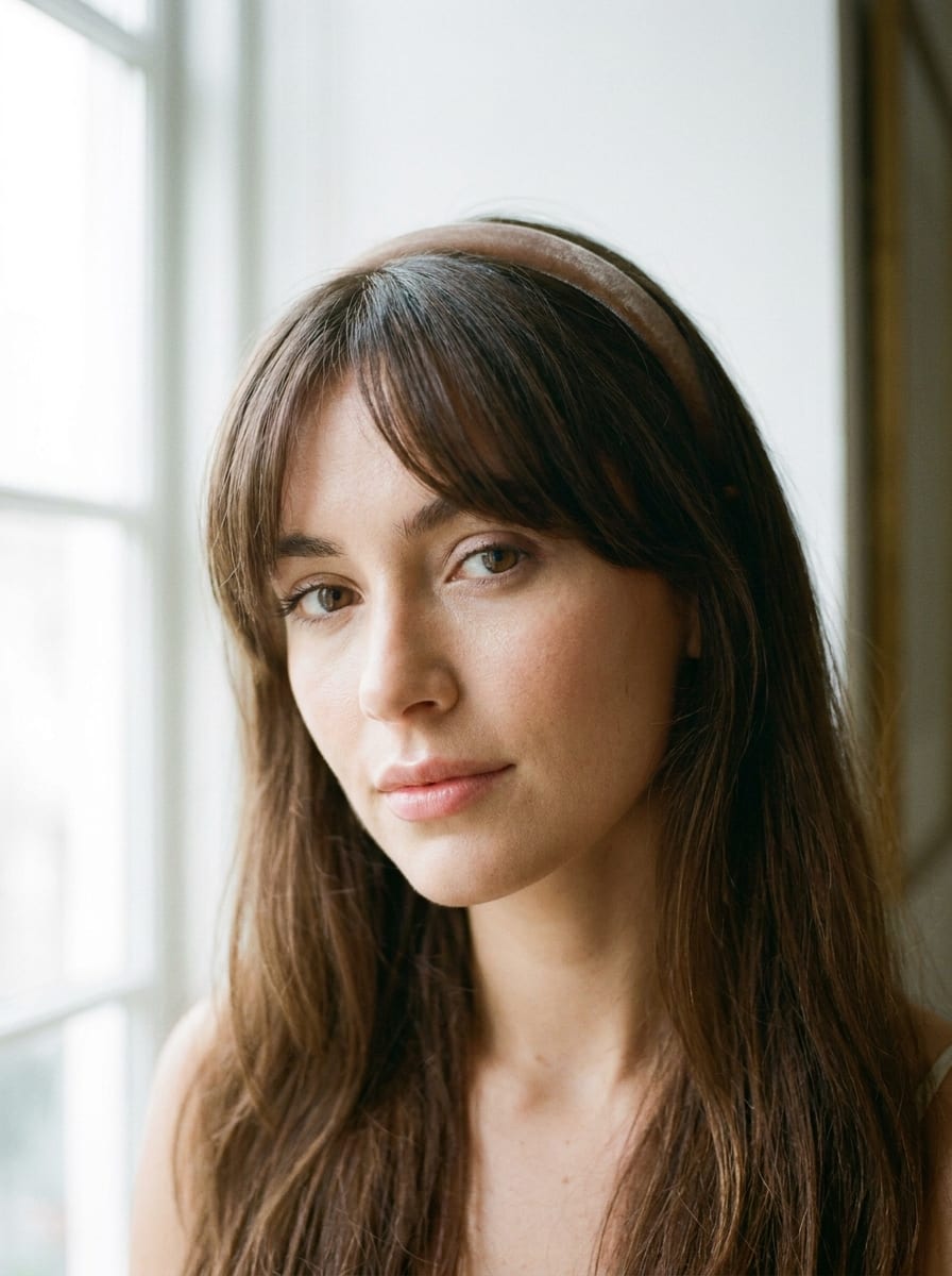Curtain Bangs mit Haarreif - Haarreif Frisur